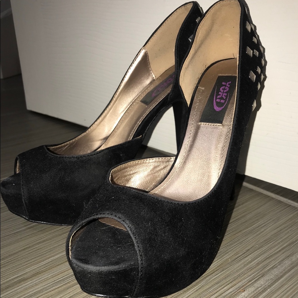 Black studded high heel shoes
